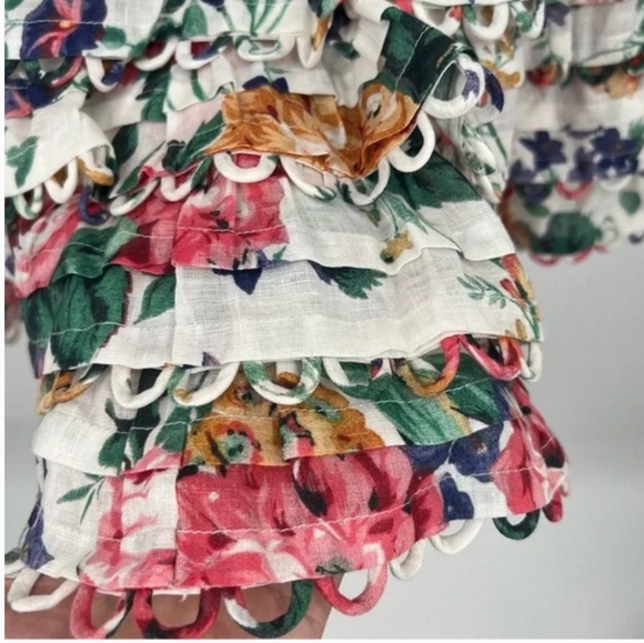 SOLD ‼️ $895.00 NWT Zimmermann Allia Floral Printuck Mini Dress Linen US XS AU 0 - Picture 2 of 4
